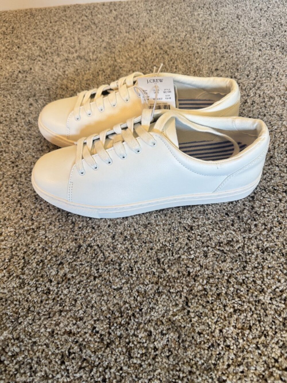 J.Crew Factory White Leather Lace-Up Sneakers | Women’s Size 10